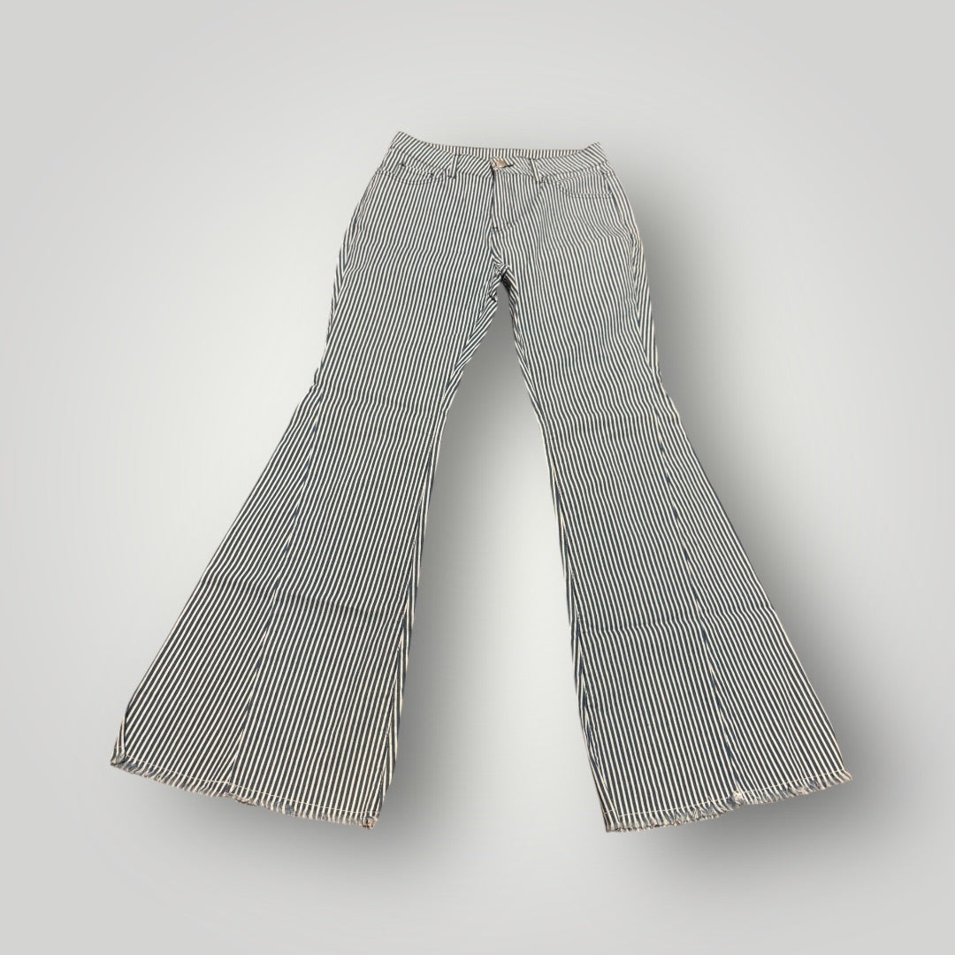 Striped Jeans Bell Bottom Jeans, Medium